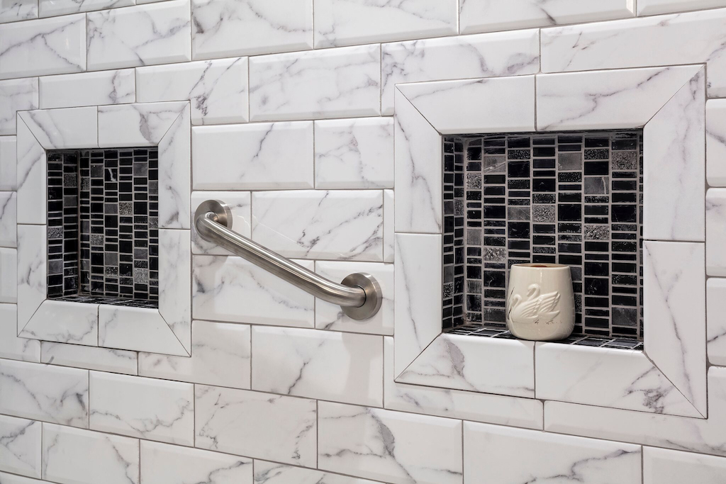 bathroom storage niches made of tile